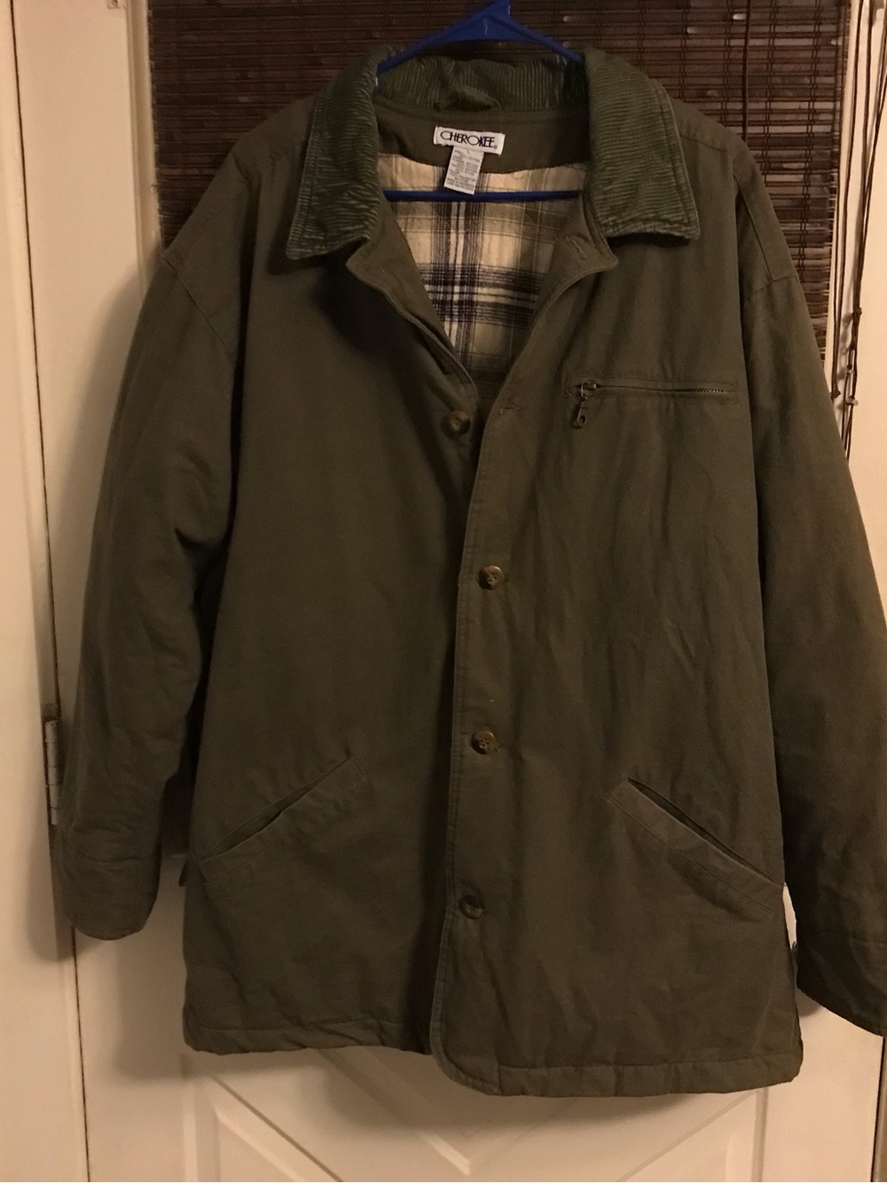 Vtg 90’s Cherokee Barn Coat Sz L Corduroy Collar Chore Jacket  Green
